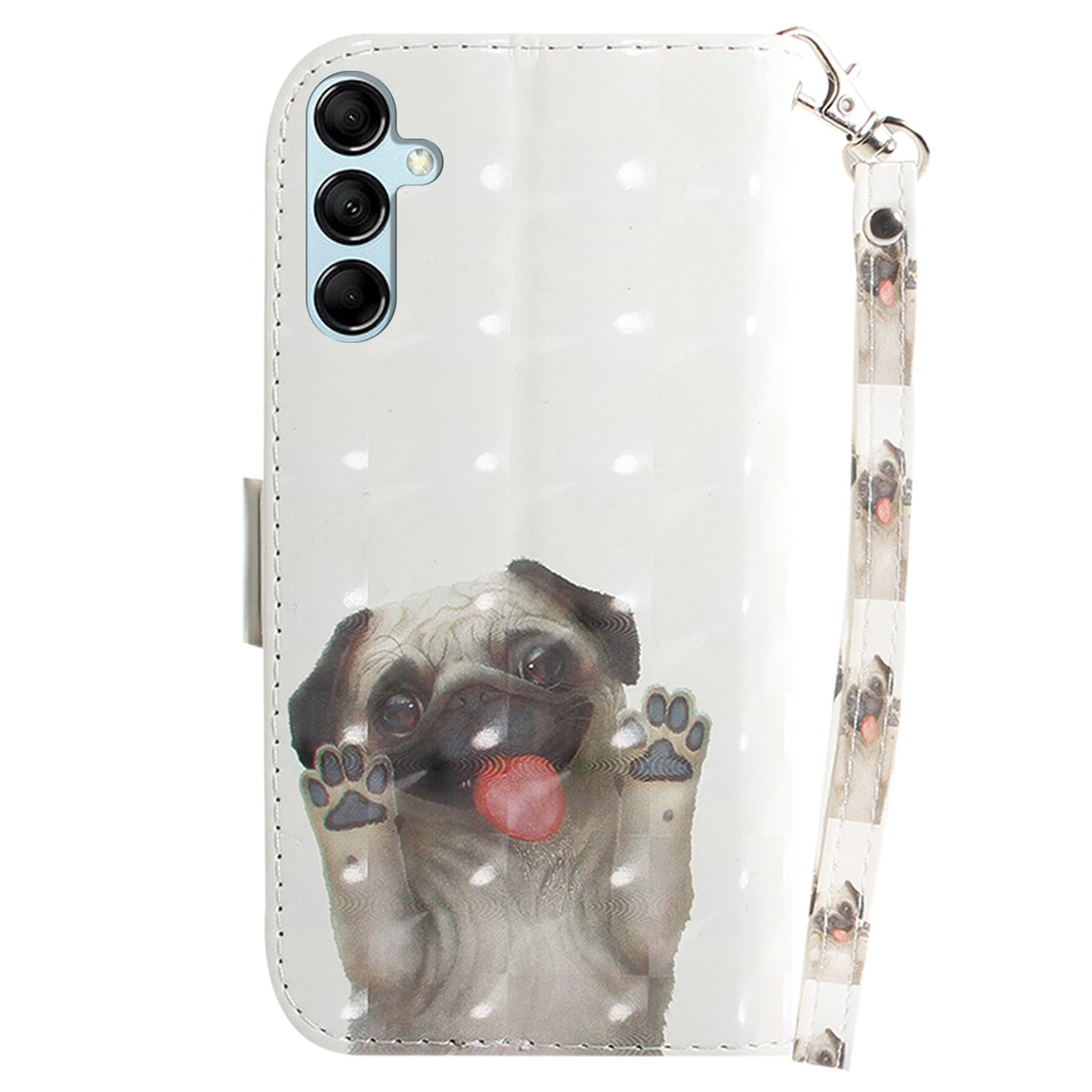 For Samsung Galaxy M34 5G / F34 5G 3D Pattern Printed Stand Cover Leather Wallet Phone Case with Strap - Pug