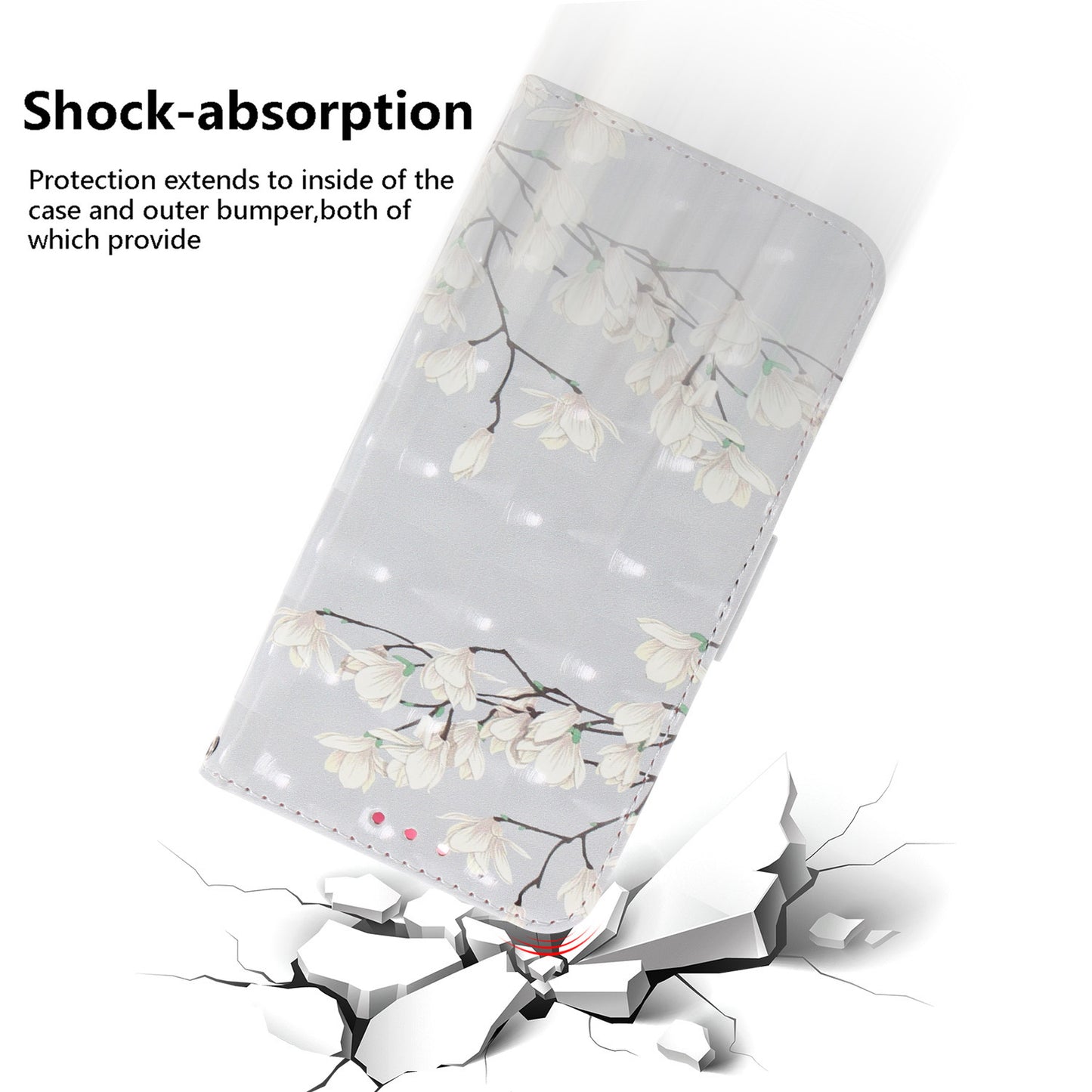 For Samsung Galaxy M34 5G / F34 5G 3D Pattern Printed Stand Cover Leather Wallet Phone Case with Strap - Magnolia