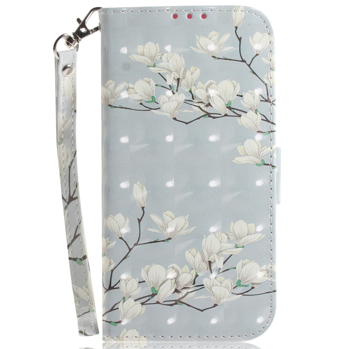 For Samsung Galaxy M34 5G / F34 5G 3D Pattern Printed Stand Cover Leather Wallet Phone Case with Strap - Magnolia