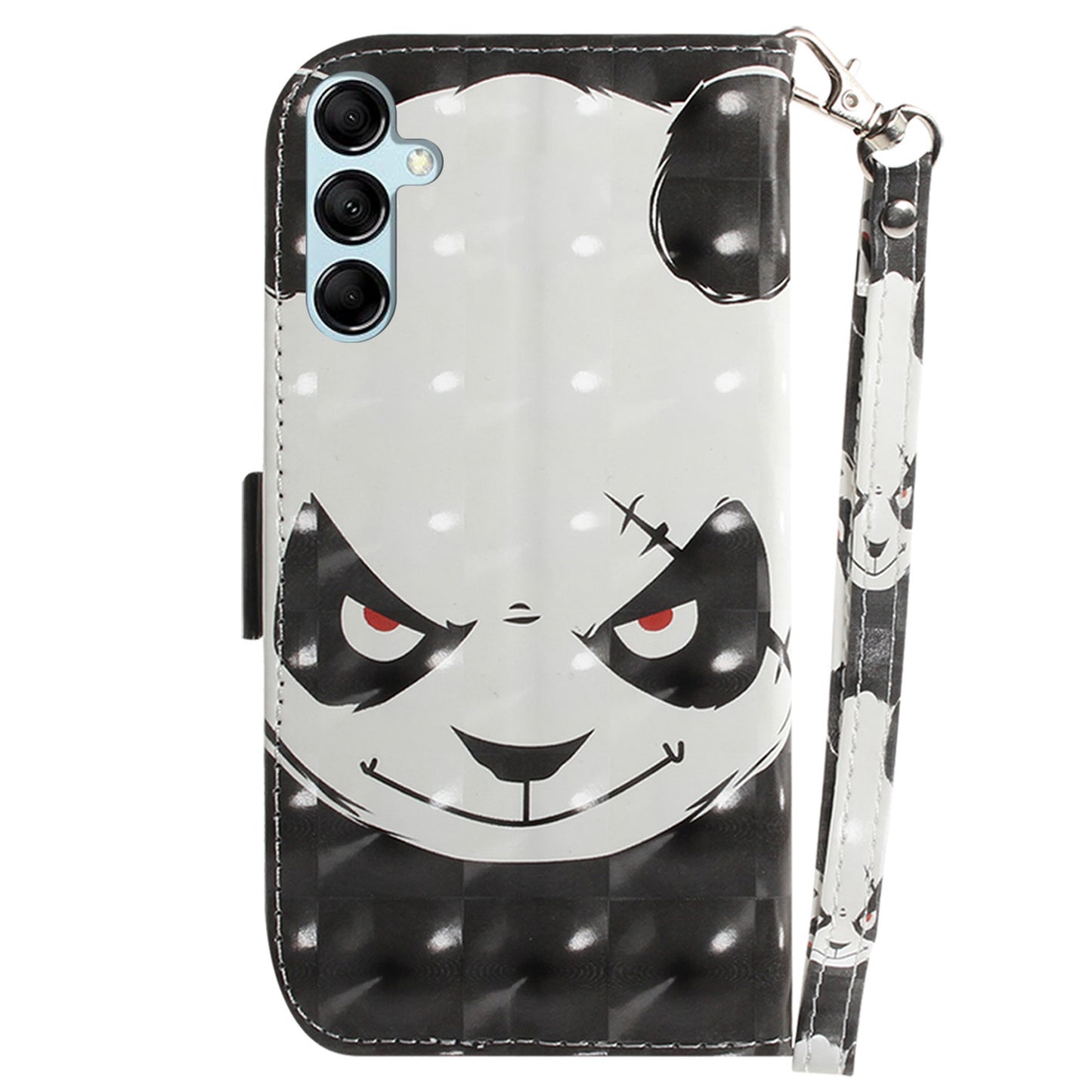 For Samsung Galaxy M34 5G / F34 5G 3D Pattern Printed Stand Cover Leather Wallet Phone Case with Strap - Angry Panda