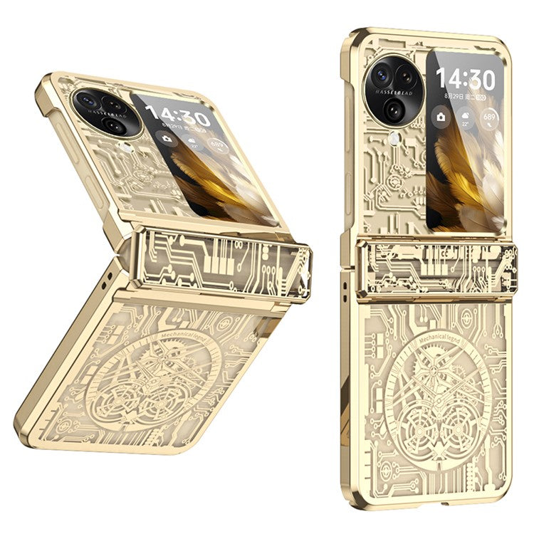 Mechanical Legend Series for Oppo Find N3 Flip 5G Case Hinge Protection PC Electroplating Cover - Champagne Gold