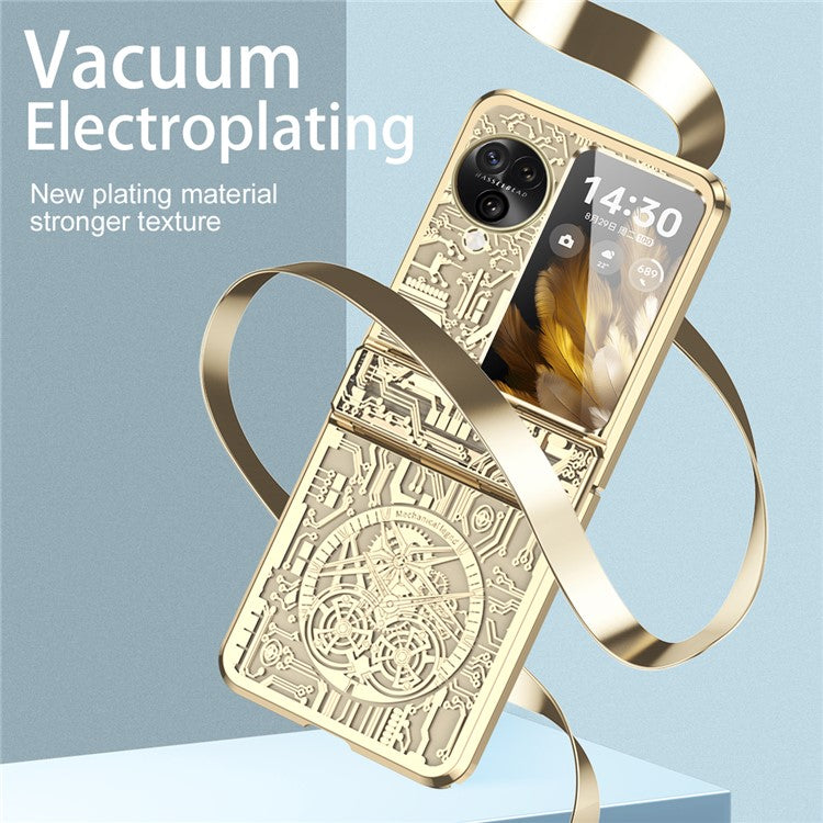 Mechanical Legend Series for Oppo Find N3 Flip 5G Case Hinge Protection PC Electroplating Cover - Champagne Gold