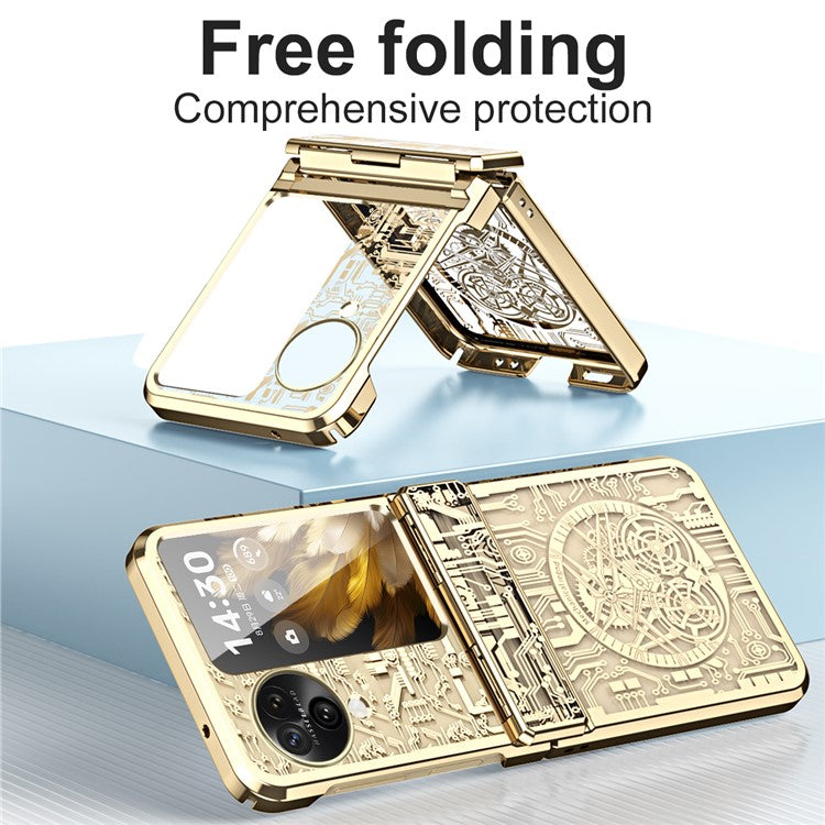 Mechanical Legend Series for Oppo Find N3 Flip 5G Case Hinge Protection PC Electroplating Cover - Champagne Gold
