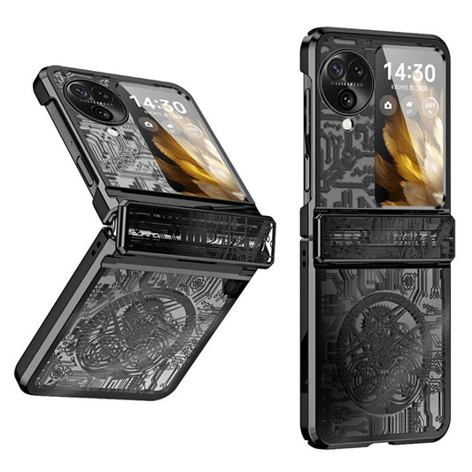Mechanical Legend Series for Oppo Find N3 Flip 5G Case Hinge Protection PC Electroplating Cover - Black