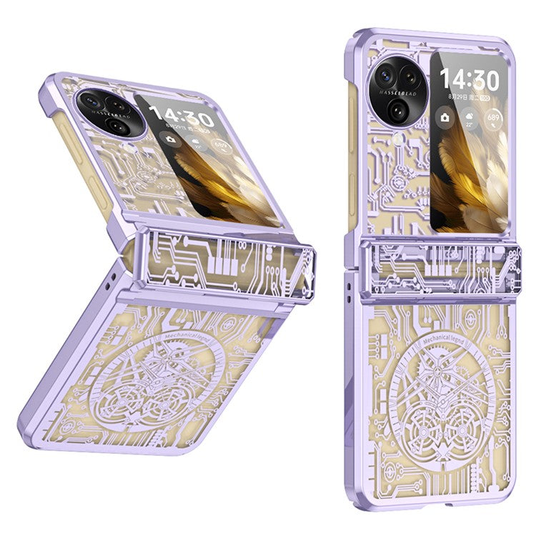 Mechanical Legend Series for Oppo Find N3 Flip 5G Case Hinge Protection PC Electroplating Cover - Purple