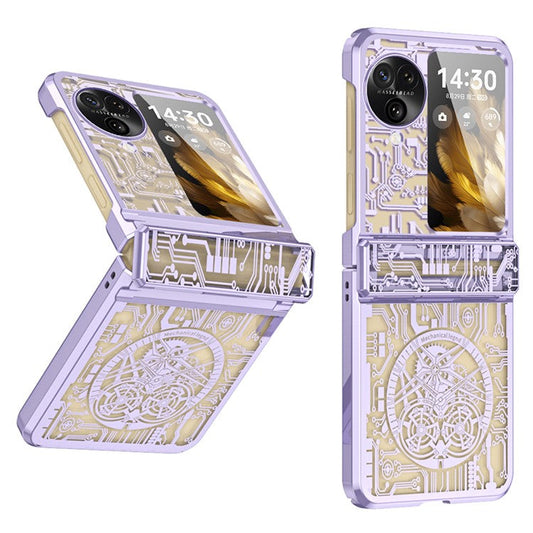 Mechanical Legend Series for Oppo Find N3 Flip 5G Case Hinge Protection PC Electroplating Cover - Purple