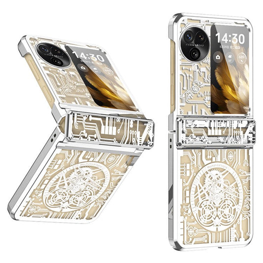 Mechanical Legend Series for Oppo Find N3 Flip 5G Case Hinge Protection PC Electroplating Cover - Silver