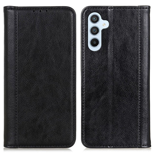 For Samsung Galaxy A05s 4G Case Anti-Scratch Split Leather Wallet Stand Mobile Phone Shell - Black