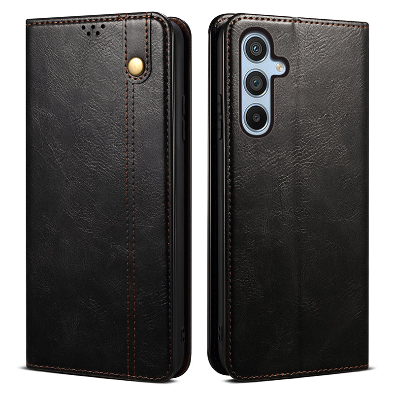 For Samsung Galaxy F34 5G / M34 5G Case Slim-Fit PU Leather Stand Wallet Leather Phone Shell - Black