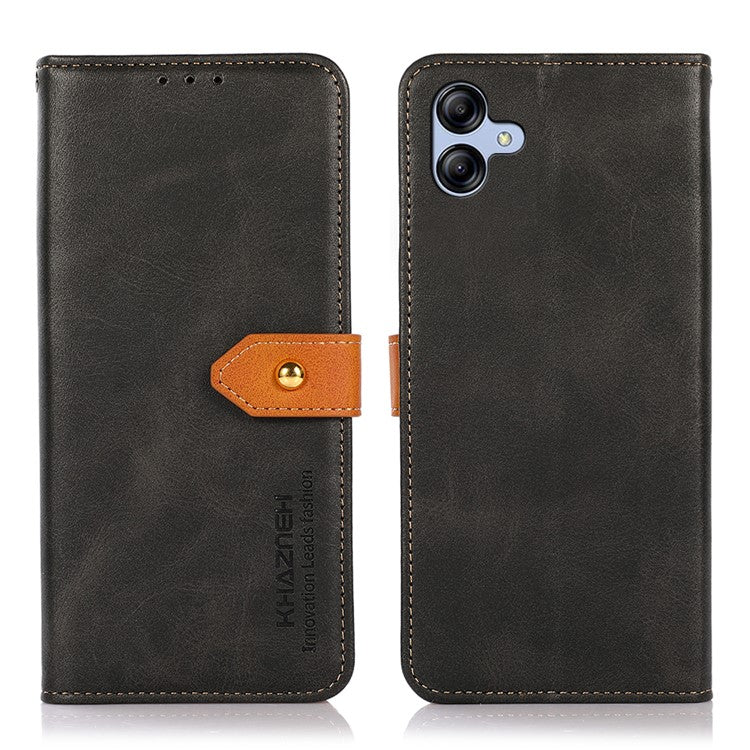 KHAZNEH For Samsung Galaxy A05 4G Case Cowhide Texture PU Leather Stand Wallet Phone Cover - Black