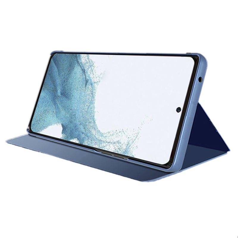 For Samsung Galaxy M34 5G / F34 5G Case Mirror Surface View Window Leather Stand Cover - Silver