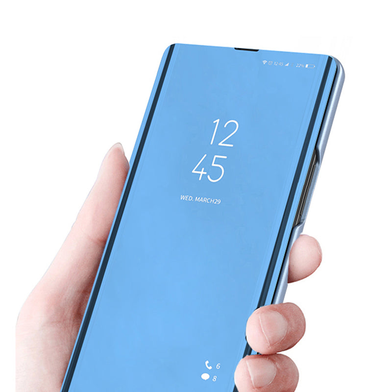 For Samsung Galaxy M34 5G / F34 5G Case Mirror Surface View Window Leather Stand Cover - Silver
