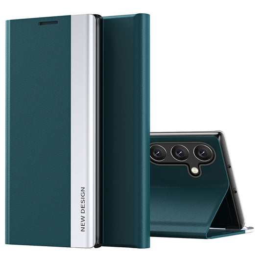 For Samsung Galaxy M34 5G / F34 5G Case PU Leather Electroplating Stand Cover - Green