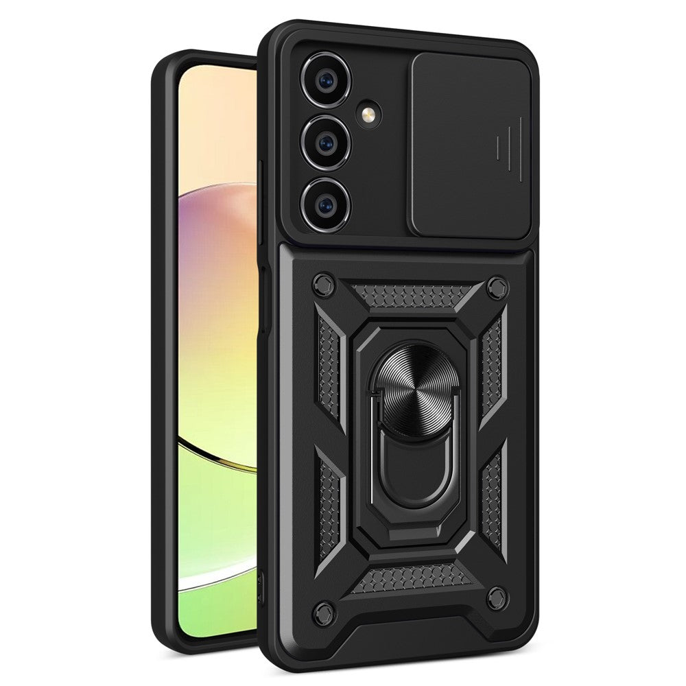 For Samsung Galaxy M54 5G / F54 5G Case Ring Kickstand PC+TPU Smartphone Cover - Black