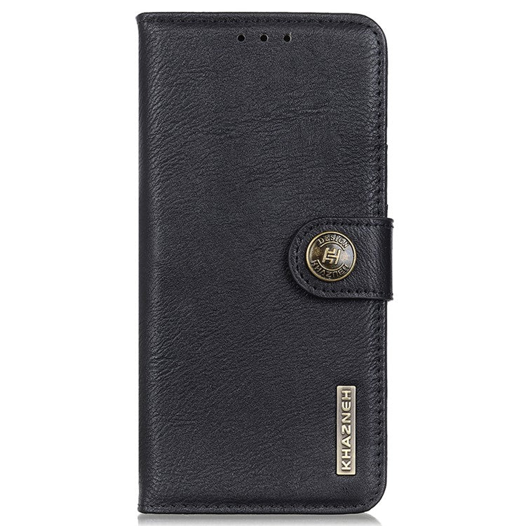 KHAZNEH Phone Cover for Oppo A38 4G Case Cowhide Texture Anti-drop PU Leather Stand Wallet - Black