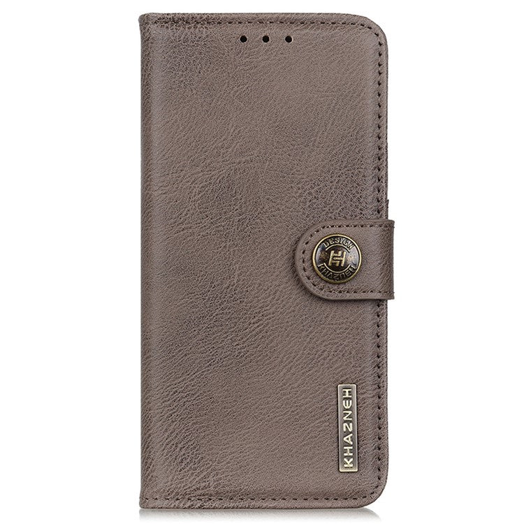 KHAZNEH Phone Cover for Oppo A38 4G Case Cowhide Texture Anti-drop PU Leather Stand Wallet - Khaki