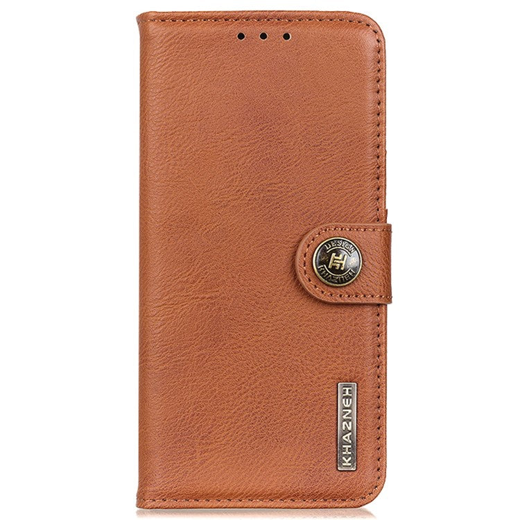 KHAZNEH Phone Cover for Oppo A38 4G Case Cowhide Texture Anti-drop PU Leather Stand Wallet - Brown