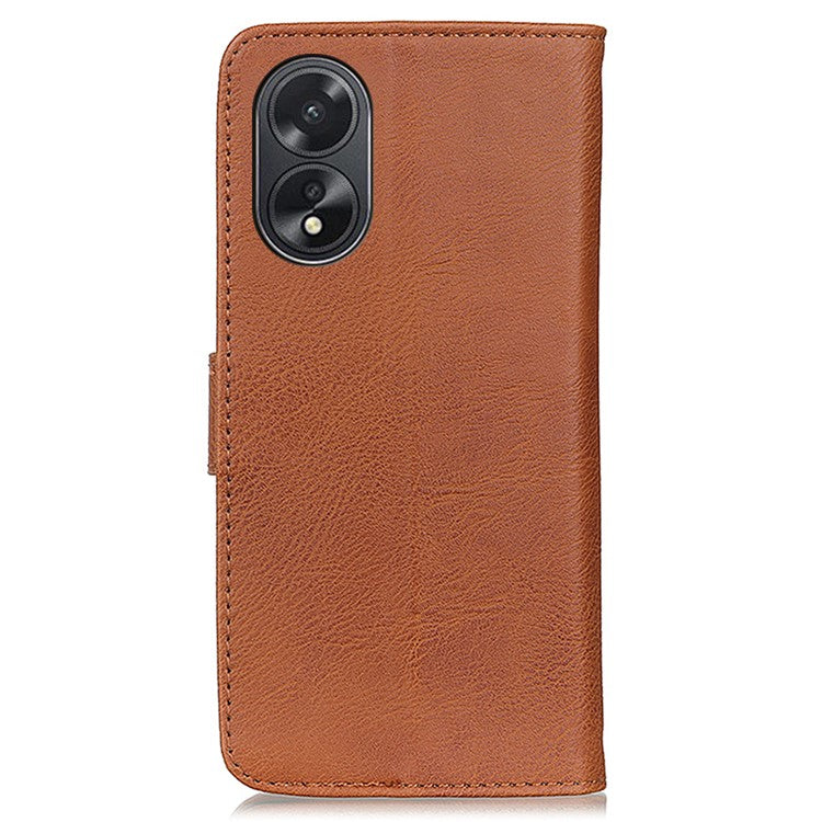 KHAZNEH Phone Cover for Oppo A38 4G Case Cowhide Texture Anti-drop PU Leather Stand Wallet - Brown