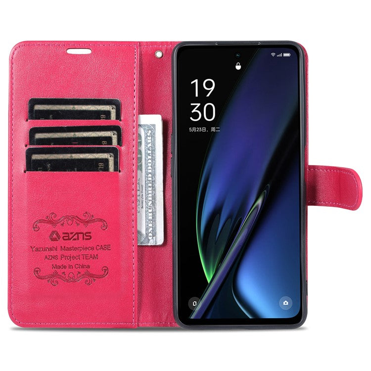 AZNS For OnePlus Nord CE3 5G / Oppo K11 5G Case Leather Wallet Protective Phone Cover - Red