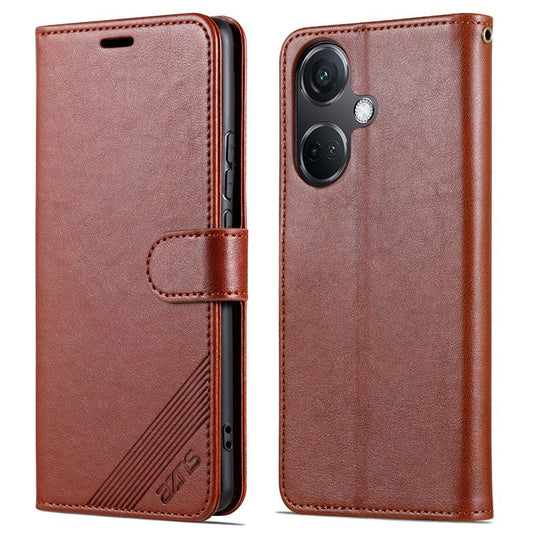 AZNS For OnePlus Nord CE3 5G / Oppo K11 5G Case Leather Wallet Protective Phone Cover - Brown