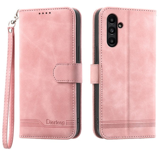 DIERFENG DF-03 For Samsung Galaxy A15 4G Case Shockproof Leather Stand Phone Cover Wallet - Pink