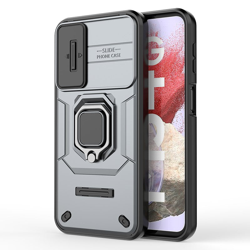 For Samsung Galaxy M34 5G / F34 5G Case Slide Lens Guard PC+TPU Phone Protective Cover - Grey