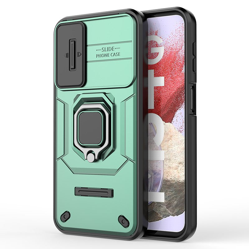For Samsung Galaxy M34 5G / F34 5G Case Slide Lens Guard PC+TPU Phone Protective Cover - Green