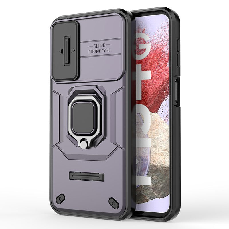 For Samsung Galaxy M34 5G / F34 5G Case Slide Lens Guard PC+TPU Phone Protective Cover - Purple