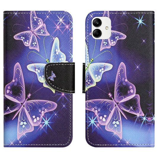 For Samsung Galaxy A05 4G Leather Case Pattern Printed Wallet Stand Phone Cover - Sparkling Butterflies