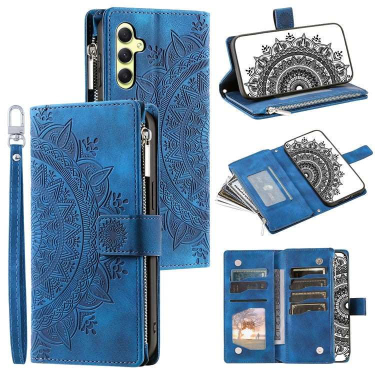 For Samsung Galaxy A05s 4G Case Phone Cover Wallet PU Leather Stand Shell with Strap - Blue