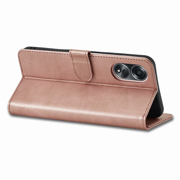 LC.IMEEKE Phone Shell for Oppo A78 4G Case PU Leather Stand Wallet Cover - Rose Gold