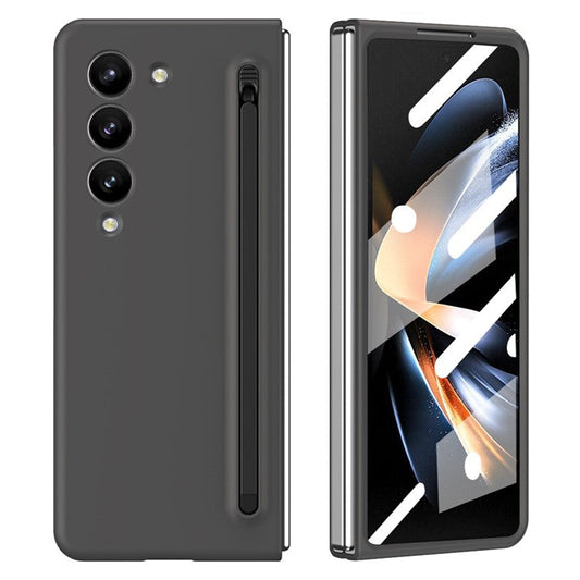 For Samsung Galaxy Z Fold5 5G Case Hard PC Phone Cover with Stylus (No Tempered Glass Film) - Titanium Grey+Black Stylus