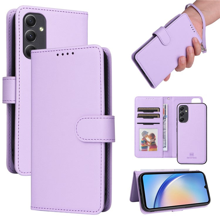 BETOPNICE 005 For Samsung Galaxy A34 5G Case Stand Wallet Detachable Phone Leather Cover - Purple
