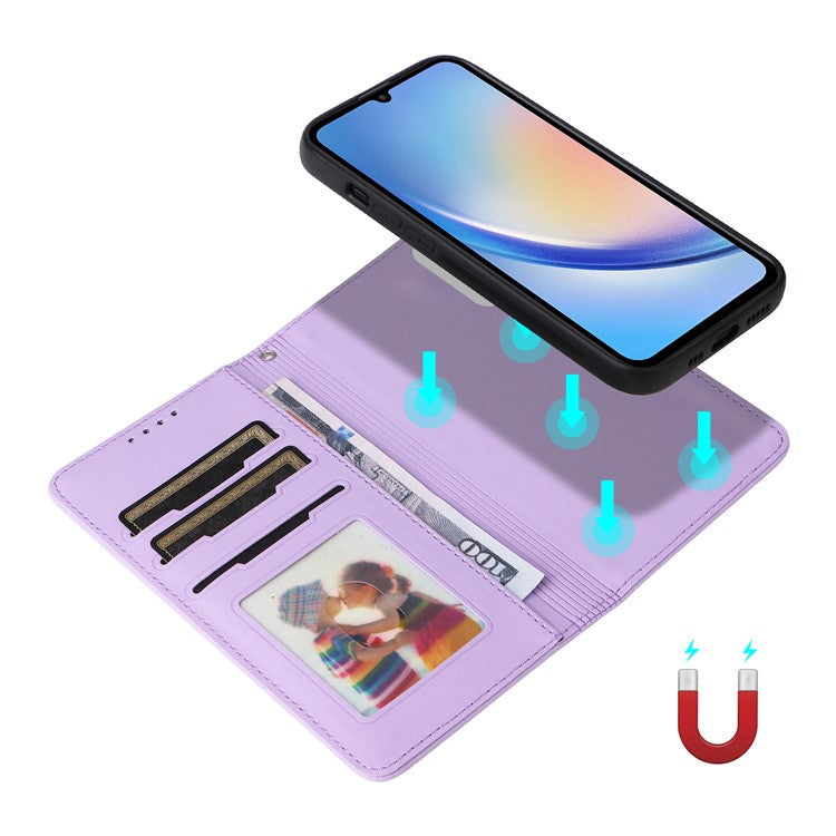 BETOPNICE 005 For Samsung Galaxy A34 5G Case Stand Wallet Detachable Phone Leather Cover - Purple
