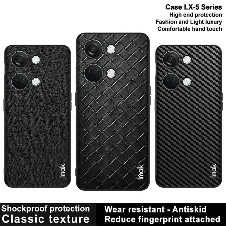 IMAK LX-5 Series for OnePlus Ace 2V / Nord 3 5G Phone Case PU Leather+PC+TPU Cover - Woven Texture