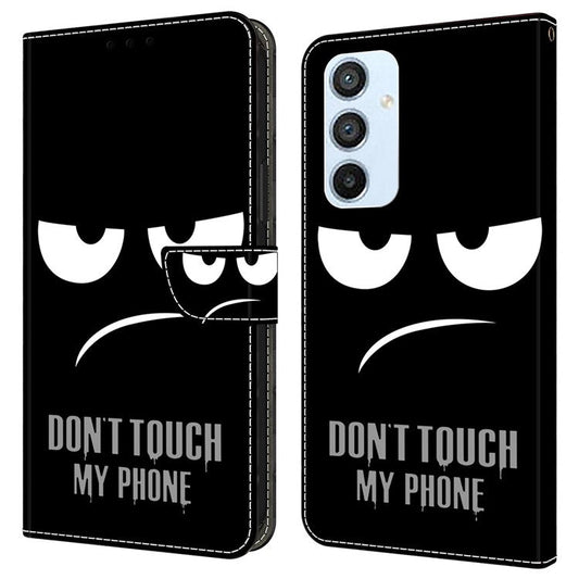 Shockproof Case for Samsung Galaxy A54 5G Case Pattern Printing Leather Wallet Phone Cover - Don't Touch My Phone
