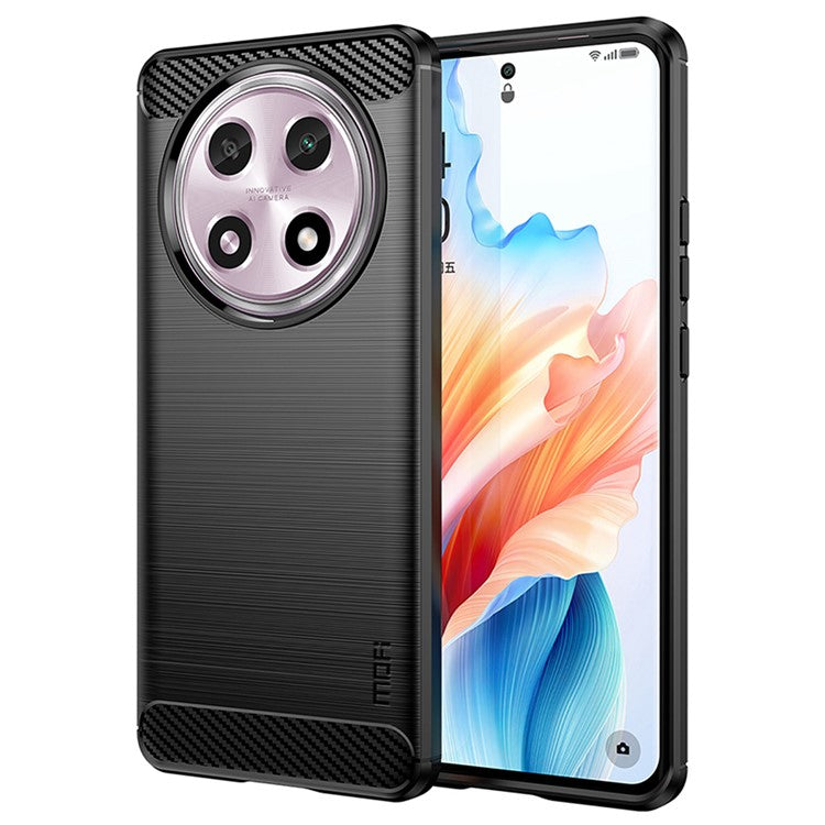 MOFI JK TPU Series-1 For Oppo A2 Pro 5G TPU Case Carbon Fiber Texture Phone Cover - Black