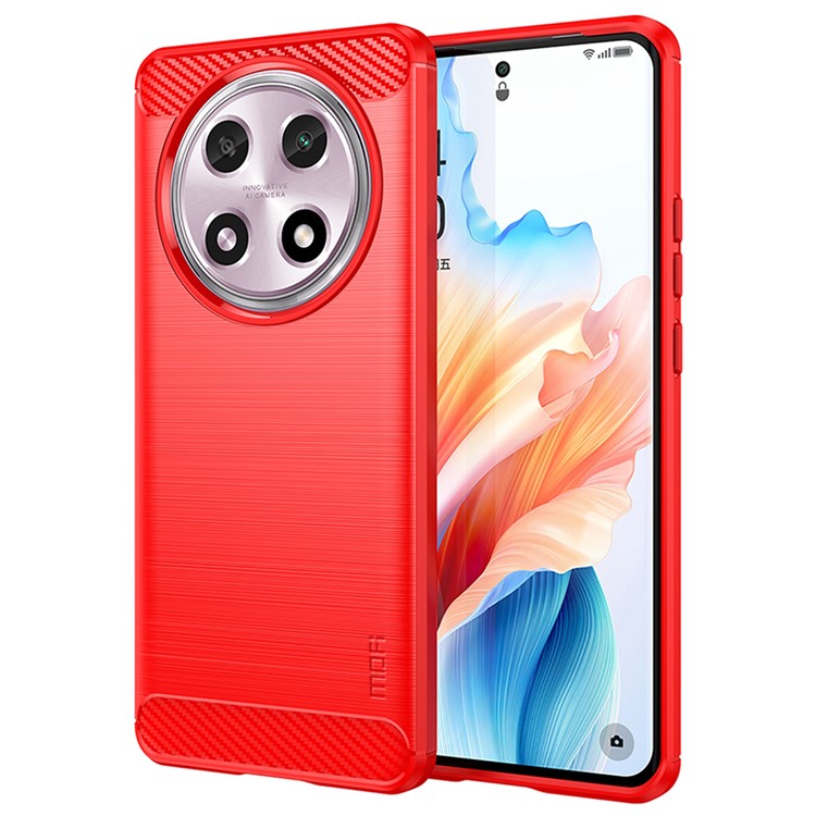 MOFI JK TPU Series-1 For Oppo A2 Pro 5G TPU Case Carbon Fiber Texture Phone Cover - Red
