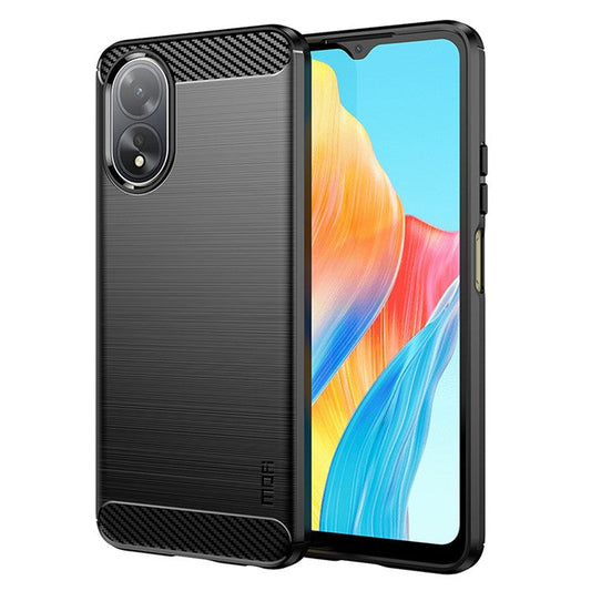 MOFI JK TPU Series-1 For Oppo A38 4G Slim-Fit TPU Case Carbon Fiber Texture Cell Phone Cover - Black