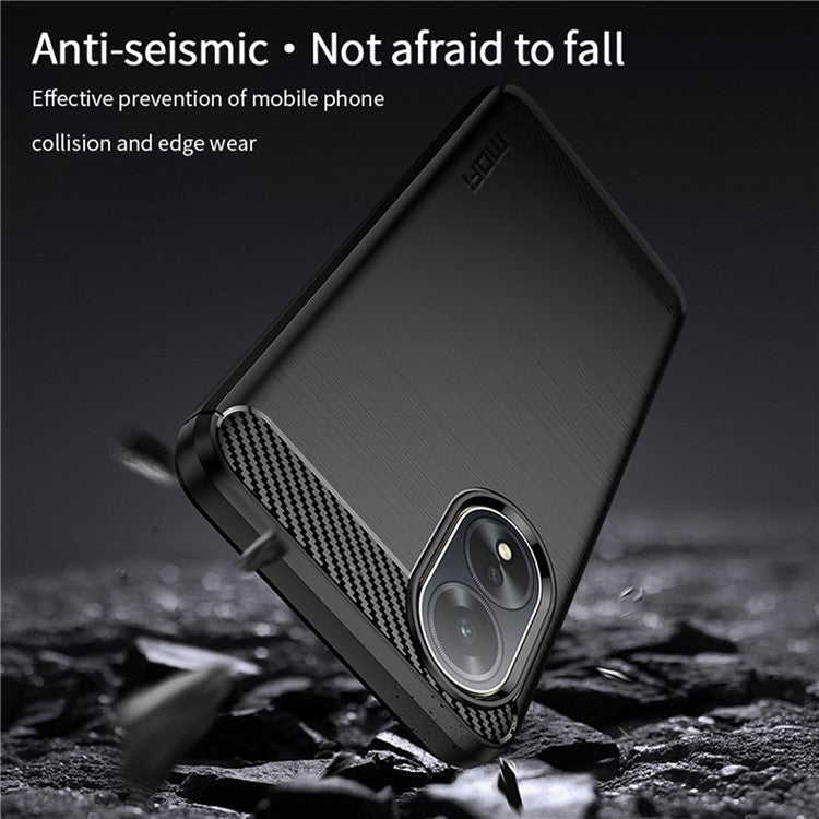 MOFI JK TPU Series-1 For Oppo A38 4G Slim-Fit TPU Case Carbon Fiber Texture Cell Phone Cover - Black