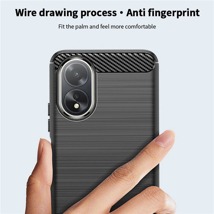 MOFI JK TPU Series-1 For Oppo A38 4G Slim-Fit TPU Case Carbon Fiber Texture Cell Phone Cover - Black