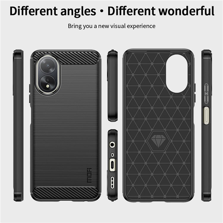 MOFI JK TPU Series-1 For Oppo A38 4G Slim-Fit TPU Case Carbon Fiber Texture Cell Phone Cover - Black