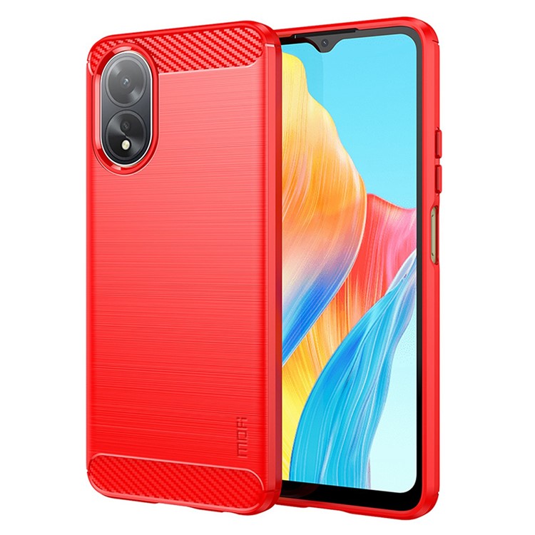 MOFI JK TPU Series-1 For Oppo A38 4G Slim-Fit TPU Case Carbon Fiber Texture Cell Phone Cover - Red