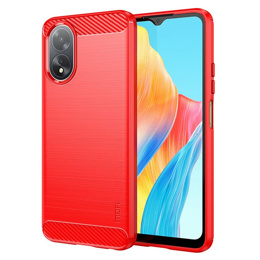 MOFI JK TPU Series-1 For Oppo A38 4G Slim-Fit TPU Case Carbon Fiber Texture Cell Phone Cover - Red