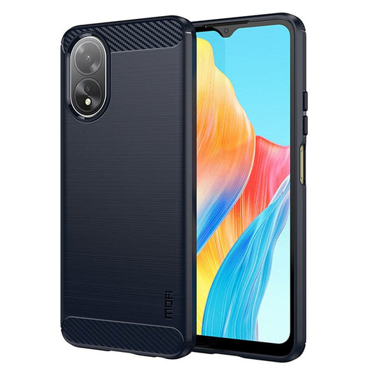 MOFI JK TPU Series-1 For Oppo A38 4G Slim-Fit TPU Case Carbon Fiber Texture Cell Phone Cover - Blue