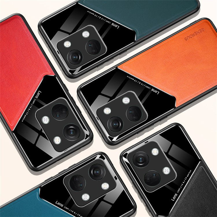 For OnePlus Nord 3 5G / Ace 2V Case Drop-proof PU Leather Coated TPU+PC Phone Cover - Red