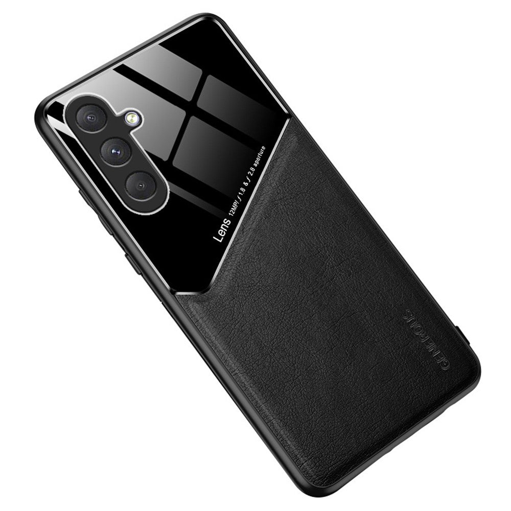 For Samsung Galaxy M54 5G / F54 5G Case Precise Cutout Leather Coated TPU+PC Phone Cover - Black