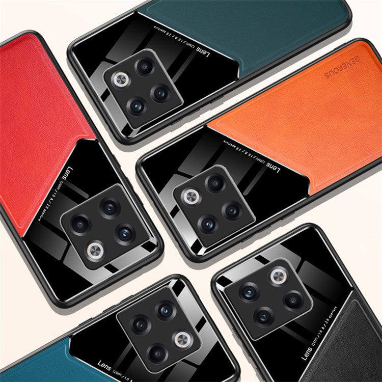 For OnePlus 10T 5G / Ace Pro 5G Case Built-in Car Mount Metal Sheet Leather+TPU+PC Phone Cover - Orange