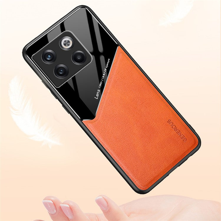 For OnePlus 10T 5G / Ace Pro 5G Case Built-in Car Mount Metal Sheet Leather+TPU+PC Phone Cover - Green