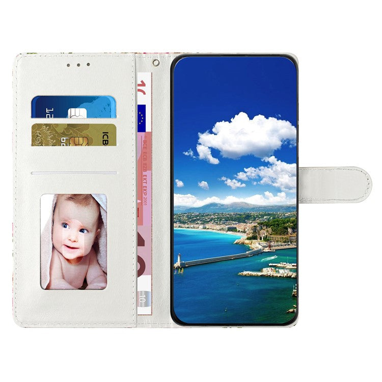 For Samsung Galaxy A33 5G Case Stand PU Leather 3D Pattern Printing Cellphone Cover - Stripes / Heart